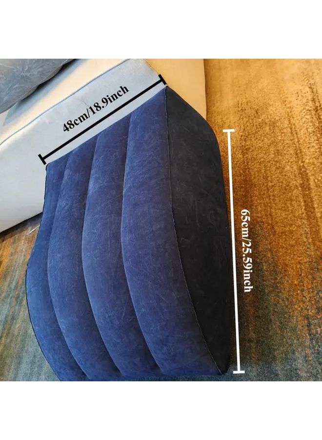 Blue Inflatable Body Pillow for Sleeping and Reading Polyester Cover Fiber Fill 1pc - Image 4